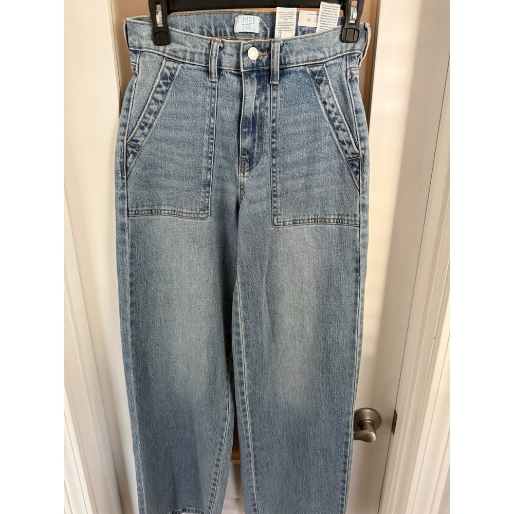 Time And Tru Wide Leg Denim Utility Trousers Sz 0 NWT Wide Leg Y2K 90s Streetwr